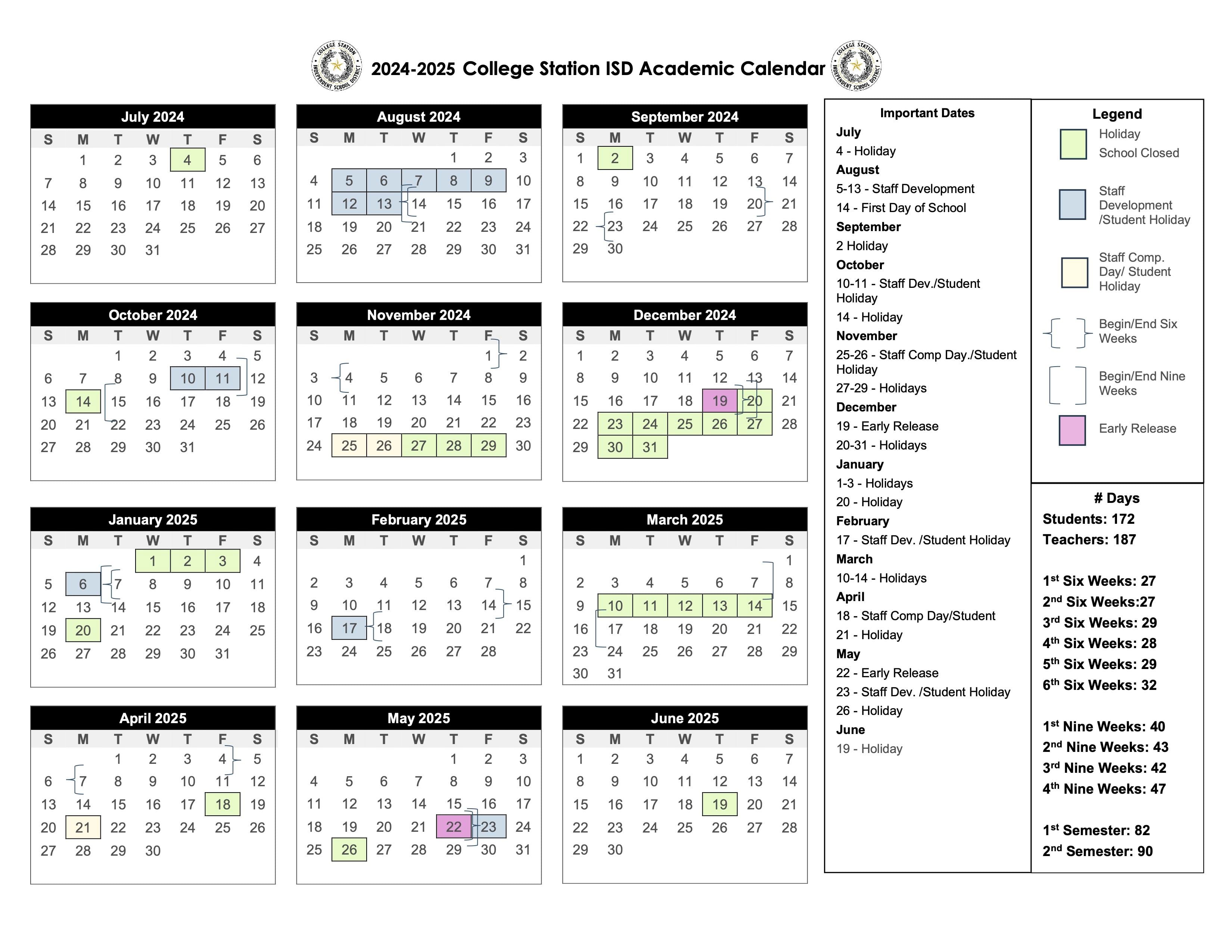 College Station ISD Board Approves 2024-2025 Academic Calendar