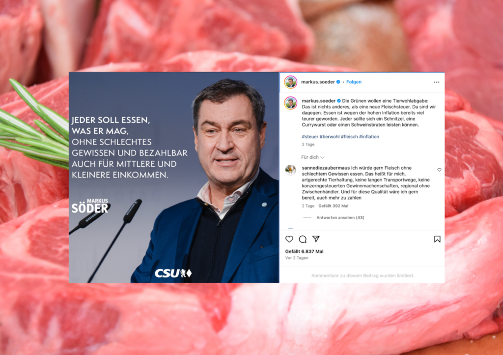 Fleisch „ohne schlechtes Gewissen“: Söder polarisiert mit Statement