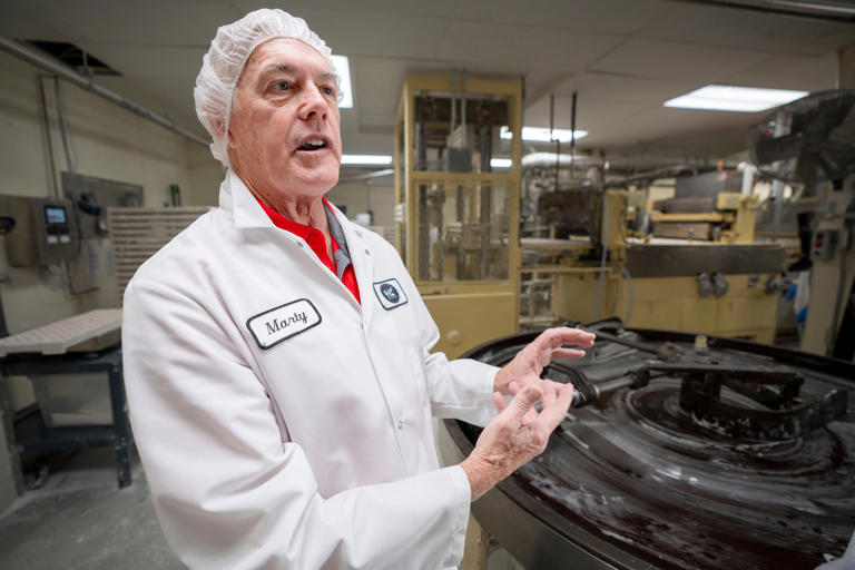 Marty Palmer, President of Palmer Candy gives a tour of their candy making facility in Sioux City, Wednesday, Nov. 1, 2023.