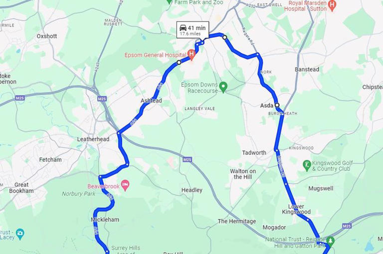 Full 17 mile diversion route as A25 closed for emergency gas repairs