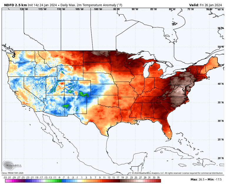 D.C. area could hit 70 in January for first time in four years Friday