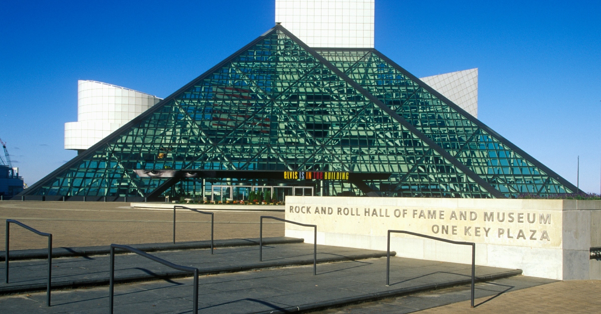 <p> Cleveland’s Rock and Roll Hall of Fame is dedicated to all things rock — and draws fans from around the world.  </p> <p> The landmark is home to a range of ever-evolving exhibits, including odes to pioneers of rock like Elvis, Chuck Berry, and the Beatles. There’s even a “garage” where guests can jam themselves. </p>