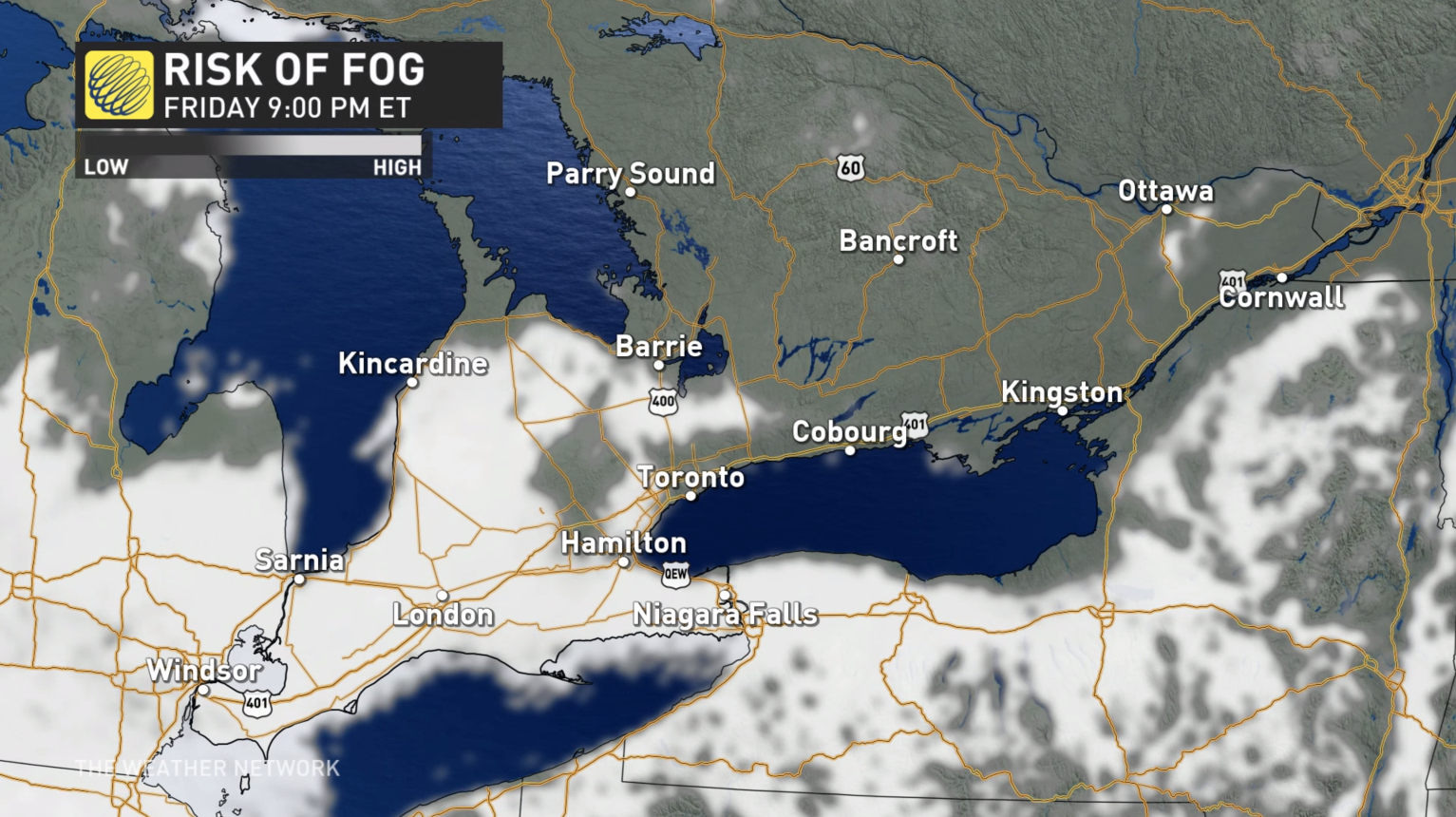 southern ontario stuck in a multi-day fog, again, with more heavy rain coming