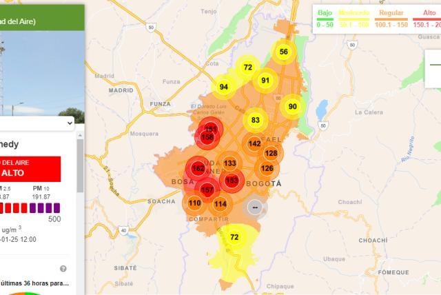 mapa: así puede ver cómo está la calidad del aire en su barrio tras incendios en bogotá