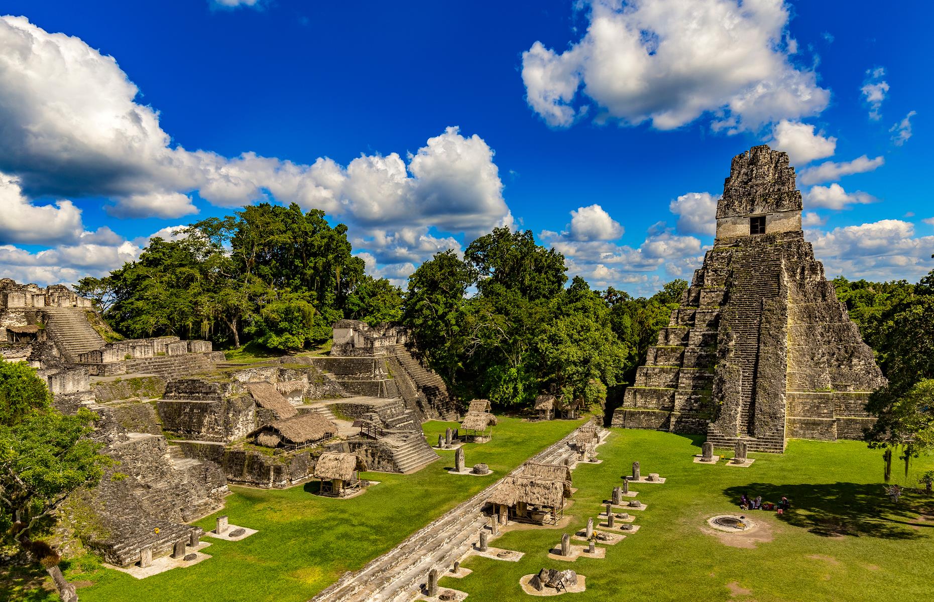 <p>Head to Tikal National Park in northern Guatemala to get to the heart of the country’s enigmatic Mayan Empire. It’s thought a civilization of around 100,000 Mayans inhabited the dense jungle, building their incredible and intricate structures including temples, palaces and plazas and their famous stone pyramids. The population was at its peak during the eight century, but collapsed just 100 years later, leaving the site abandoned. </p>