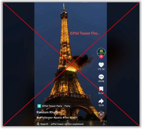 hamis posztok terjedtek el az interneten arról, hogy kigyulladt az eiffel-torony