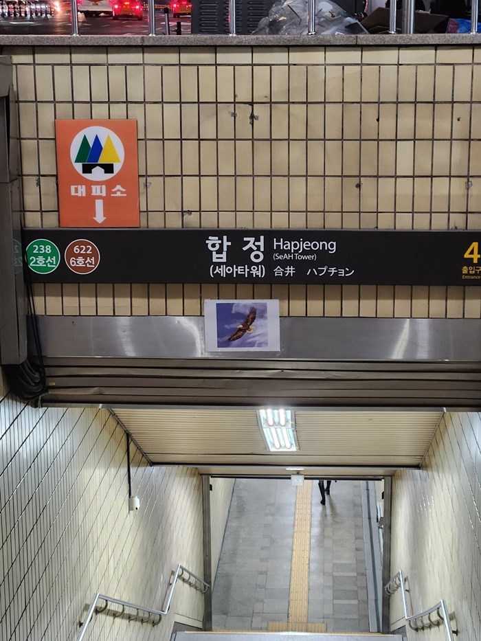 “서울 지하철 합정역 출구에 의문의 '사진'이 붙어있습니다” (+실제 모습)