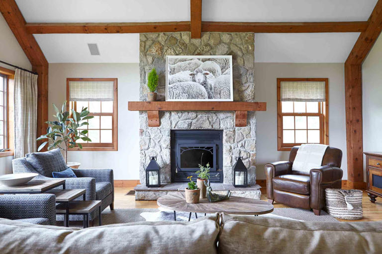 20 Stacked Stone Fireplaces to Create a Cozy Impression