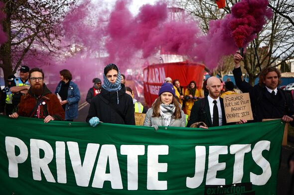 greta thunberg protests at uk airport in woke bid to 'stop private jets'
