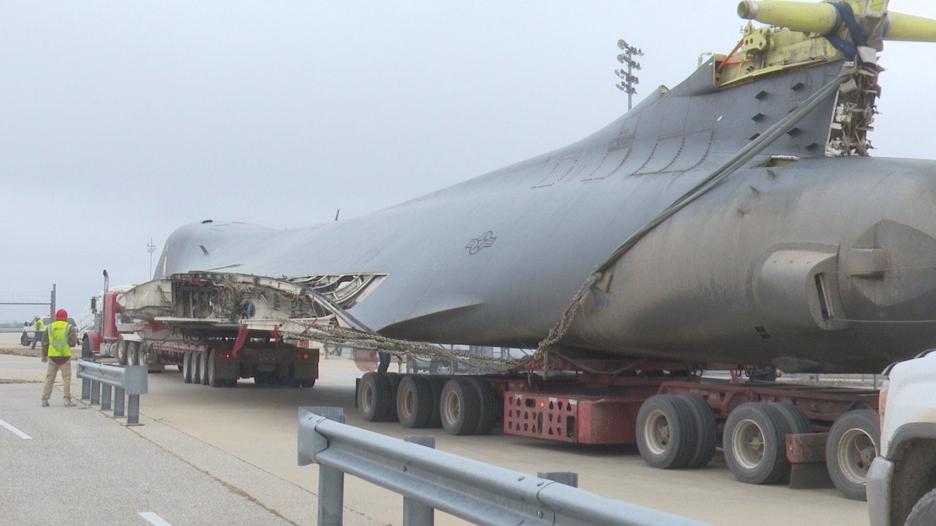 B1 Bomber Plane Arrives In Wichita After Four Day Trek From Texas