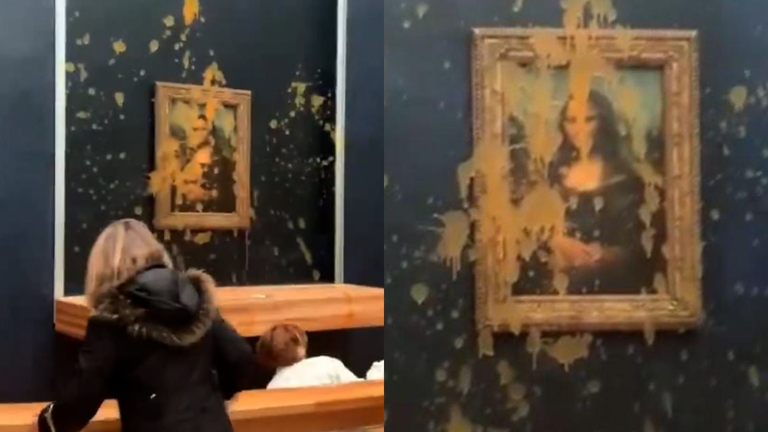 Video: Protesters Throw Soup At Mona Lisa Painting In Paris