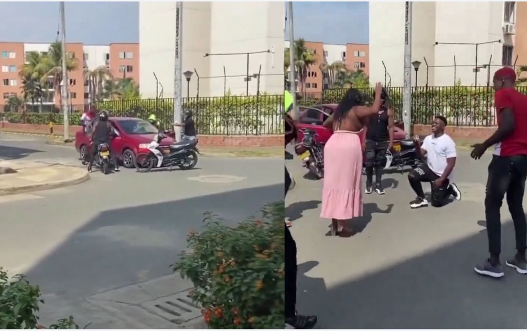 hombre finge que le roban auto para proponer matrimonio en colombia | video