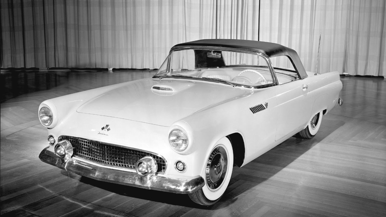 <p>The ’55 Thunderbird isn’t just a car; it’s a legend. It wasn’t meant to be a <a href="https://www.riderambler.com/top-10-cheap-sports-cars/">sports car</a> but a stylish cruiser. Every T-bird came with a V-8 and a snazzy painted fiberglass top. Plus, those dual exhausts exiting through the bumper guards? Pure class.</p>