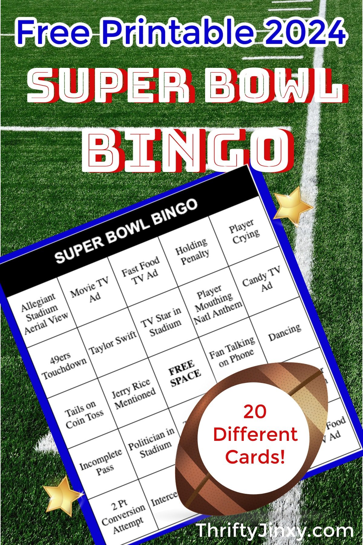 FREE Printable Super Bowl Bingo Cards for 2024