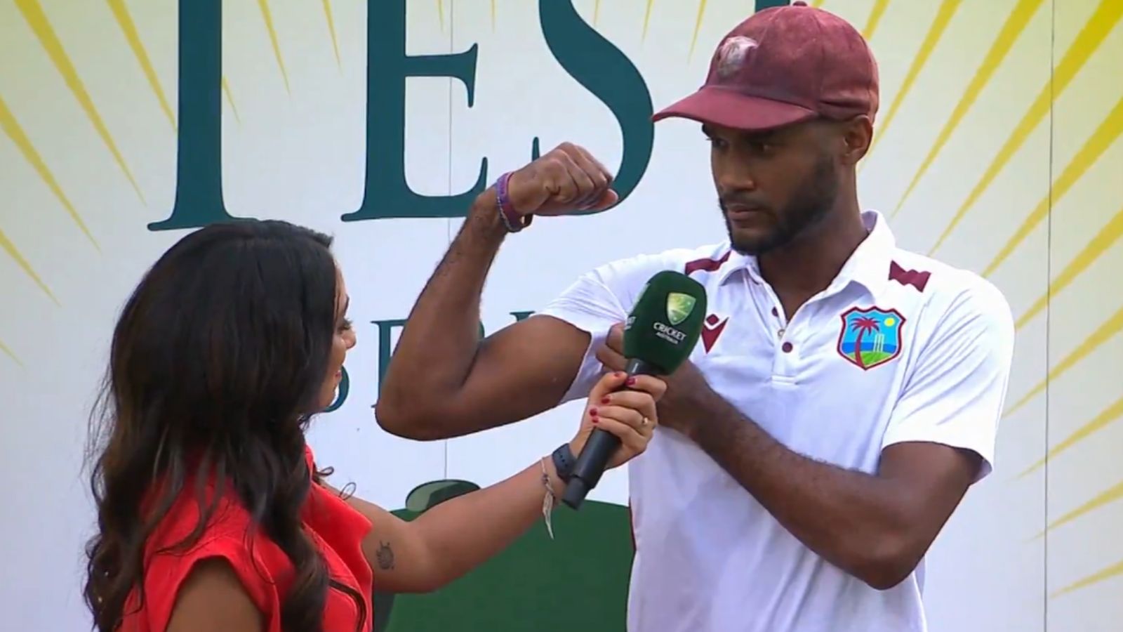 These muscles big enough for him? Kraigg Brathwaite slams Rodney Hogg