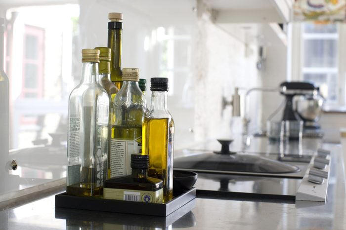 Bottles On Kitchen Worktop, Close Up