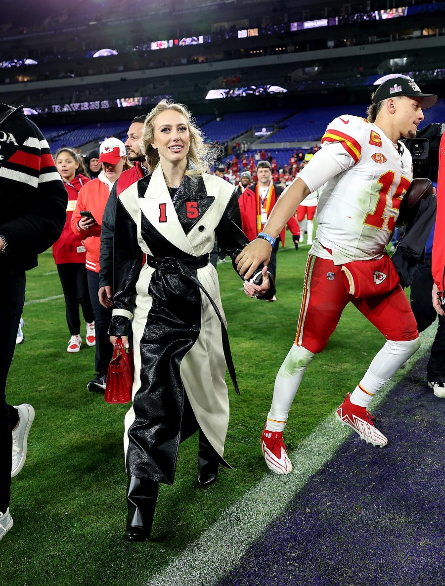 Brittany Mahomes Cheers On Husband Patrick Mahomes In Red Latex Jumpsuit