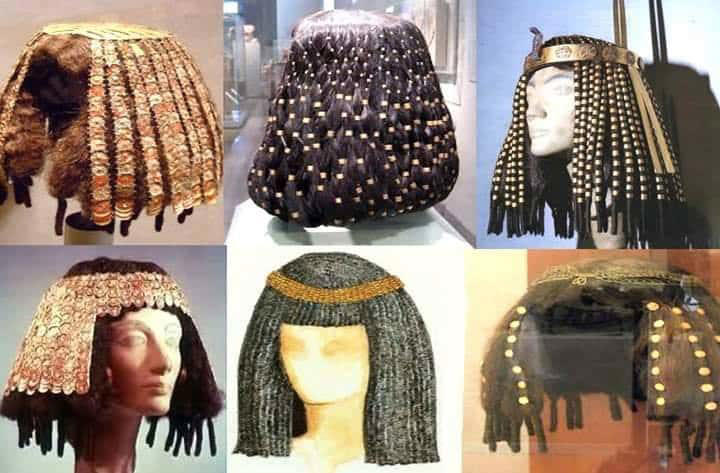 Various displays of the ancient Egyptian wigs. Photo: @Egypt.Culture on Facebook Source: UGC