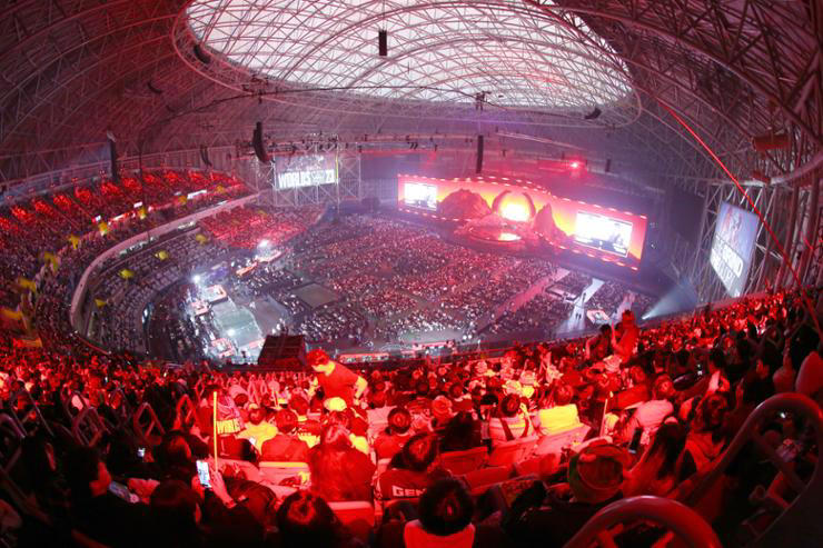 This photo shows the final match of the 2023 Leauge of Legends (LoL) World Championship at Gocheok Sky Dome in Seoul, Nov. 19, 2023. Newsis