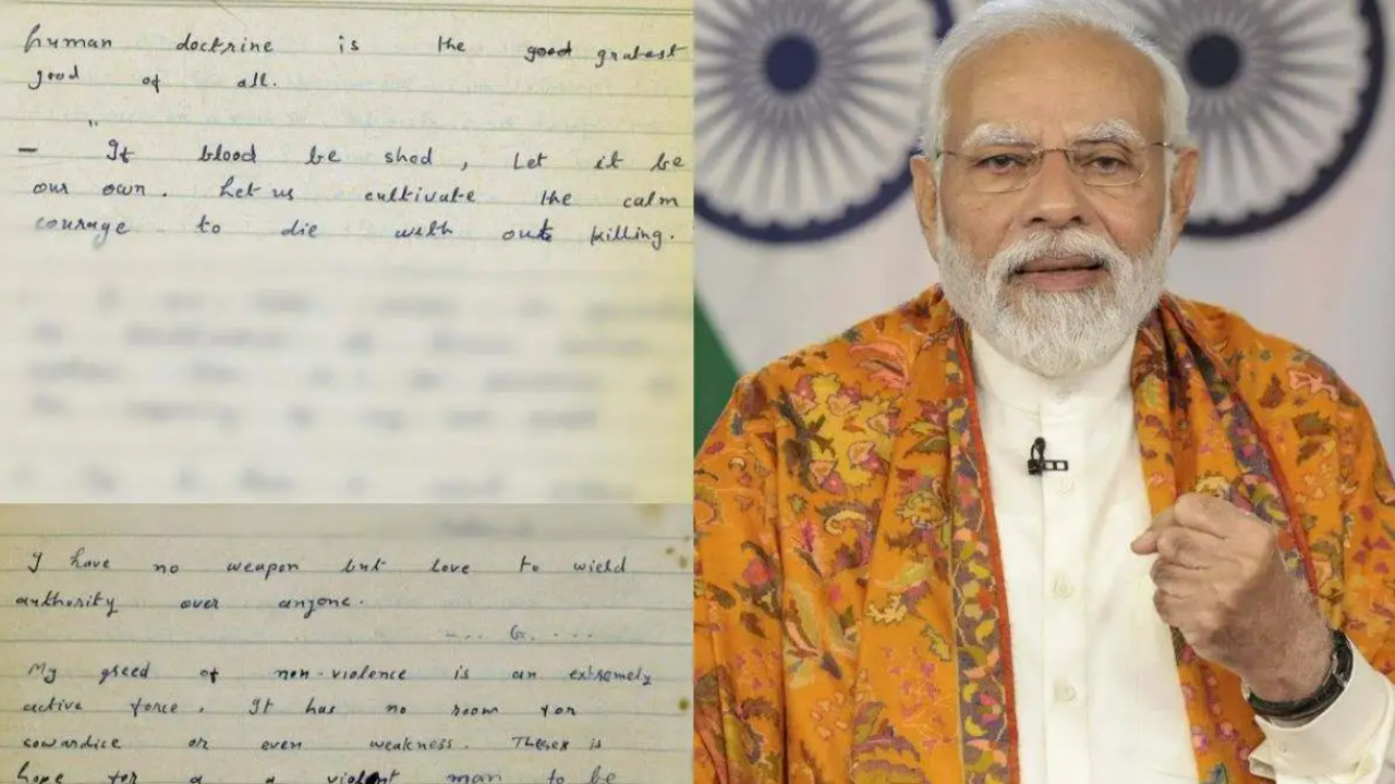 gandhi quotes, handwritten notes: pages from pm modi's personal diary go viral