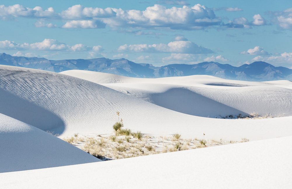 <p>Looking for pristine white sands? Look no further than this dazzling dune field in the middle of the Southwest. The largest gypsum dune field in the world, <a class="SWhtmlLink" href="https://www.nps.gov/whsa/index.htm" rel="noopener noreferrer">White Sands National Monument</a> is a rare expanse of pure white hills made from sparkling minerals from a nearby ephemeral lake. Bring a sled and you can spend a day flying down the sandy slopes.</p>