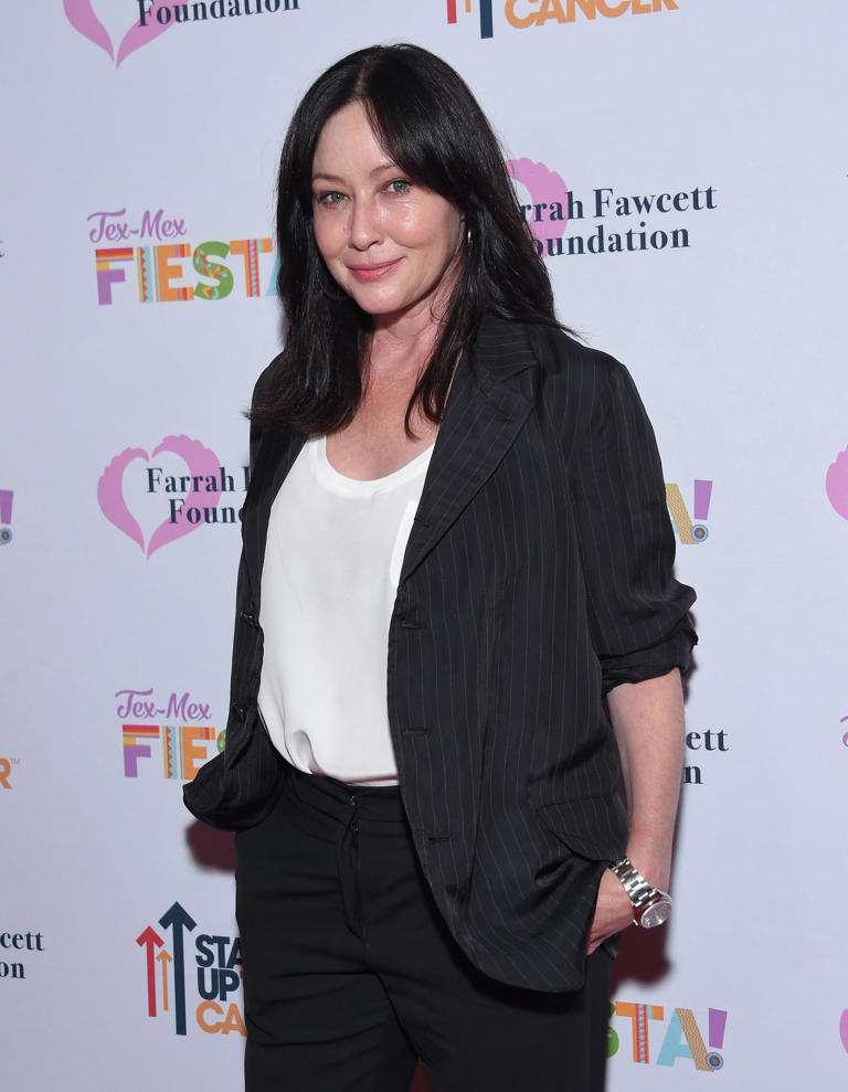Shannen Doherty, pictured in 2019, is opening up about her giving up her possessions amid her breast cancer journey.