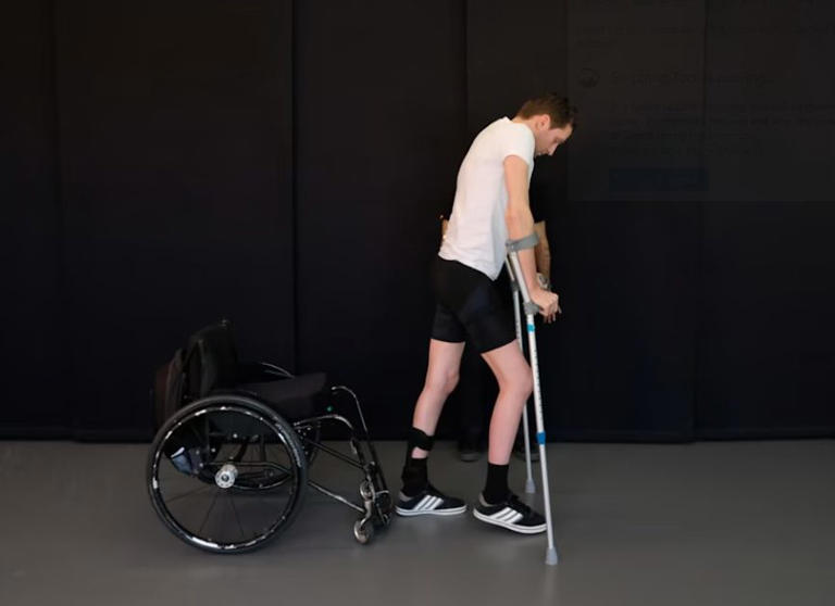 A man paralysed in a bike accident can now walk again thanks to a brain chip (Picture: Redbull)