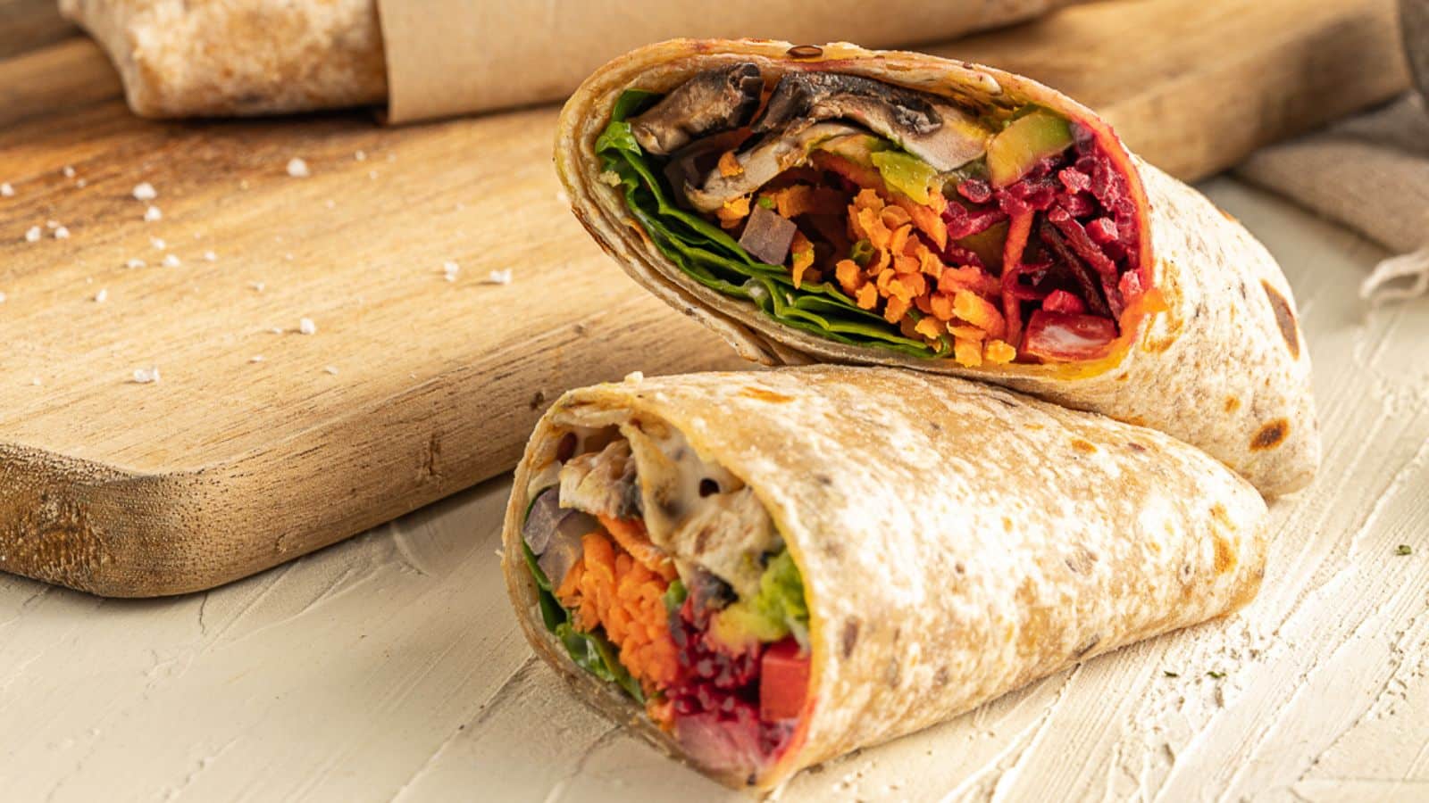 <p>This Veggie Wrap isn’t your average one thanks to the hummus used as a dressing. It is an unconventional use that adds a different level of flavor, making this wrap exceptionally scrumptious. You’ll be smitten!<br><strong>Get the Recipe: </strong><a href="https://twocityvegans.com/easy-vegan-veggie-wrap/?utm_source=msn&utm_medium=page&utm_campaign=msn" rel="noopener">Easy Vegan Veggie Wrap</a></p>