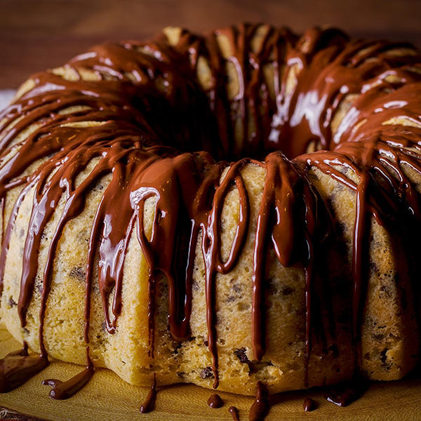 Chocolate Chip Cake with Peanut Butter Fudge Icing