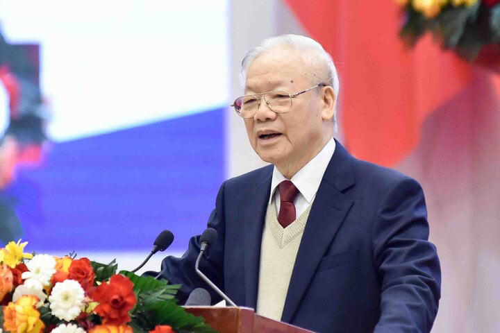 Tổng Bí thư Nguyễn Phú Trọng phát biểu chỉ đạo tại Hội nghị Ngoại giao lần thứ 32. (Ảnh: baoquocte.vn)