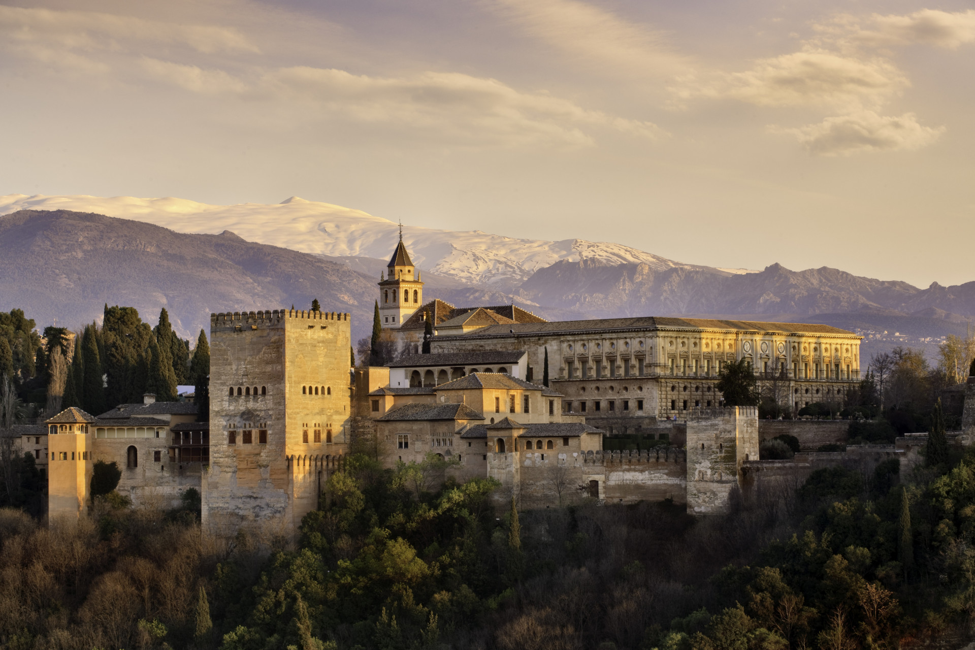 In the Spanish region of Andalusia you'll find Granada. The city is famous for its old fortress known as Alhambra, which holds traces of Islamic culture.