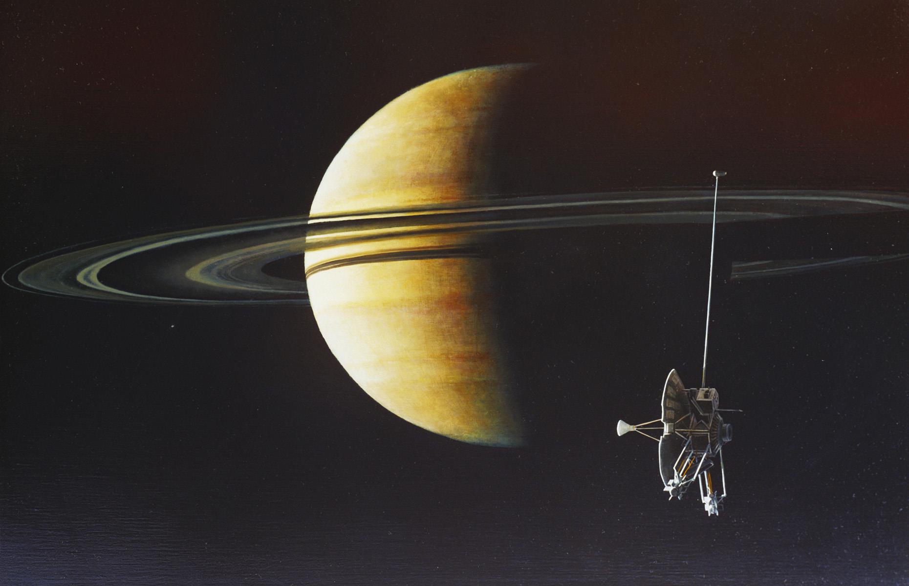 <p>Pioneer 11, the first probe to encounter Saturn and its rings, was launched on April 6, 1973. It left the solar system on February 23, 1990. The US spacecraft is currently in the Scutum constellation and should cross into interstellar space in 2027.</p>