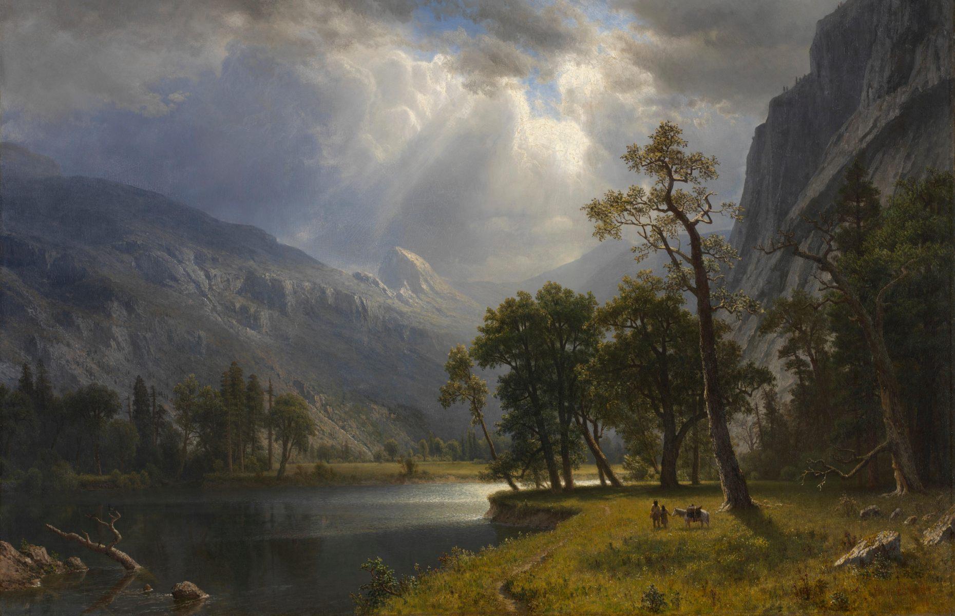 <p>Images of Yosemite didn’t just help promote its stunning sights to the wider world, they also contributed to the foundation of the Yosemite Grant in the park's early history. Works by artists and photographers like Thomas Ayres, Albert Bierstadt, Thomas Hill, Carleton Watkins and Charles Leander Weed were offered as evidence that Congress and President Lincoln needed to sign the grant into law. Pictured here is an 1866 painting of Mount Starr King by Albert Bierstadt, who visited Yosemite in 1863 to make sketches, before returning to his New York studio to transform them into ethereal color scenes.</p>