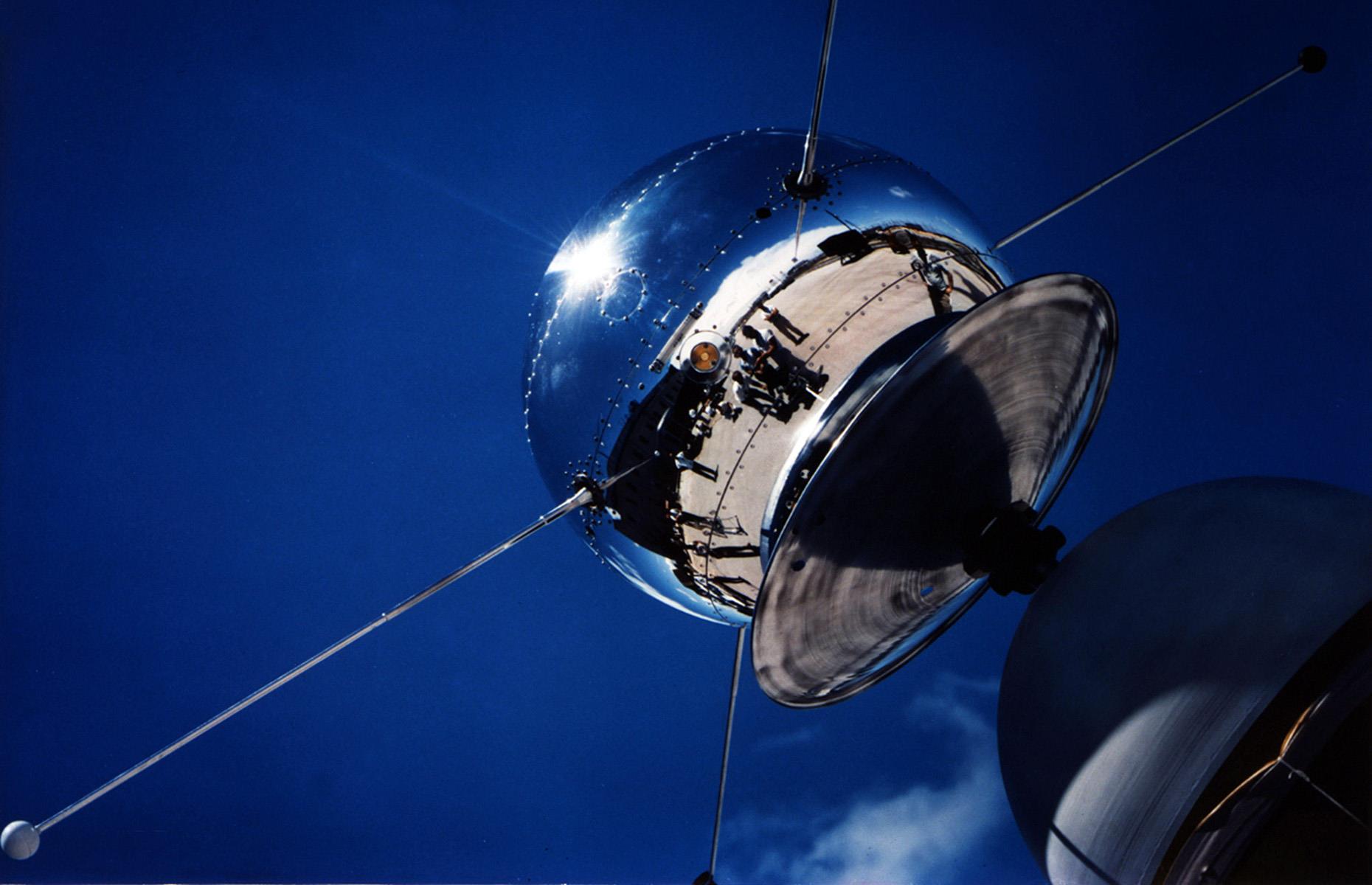 <p>Vanguard 1 was the fourth artificial satellite and the first to boast solar power. Launched on March 17, 1958, the American spacecraft is also the oldest satellite still in orbit. A "derelict object," it's expected to stay there for several hundred years.</p>  <p>This image shows the satellite at Cape Canaveral ahead of launch.</p>