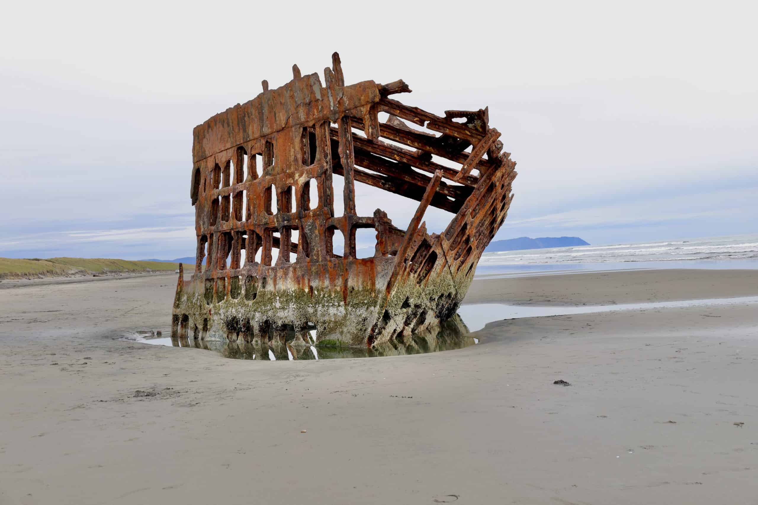<p>There are several real-life shipwrecks on the Oregon coast, and the one that is most visible is the wreck of the Peter Iredale. The famous shipwreck happened in 1906, when the four-masted steel schooner ran aground, and the structure is still visible. It’s a cool site, and you can get up close and personal with this piece of history. Visit at low tide for the best experience.</p>