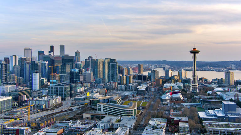 Arial view of Seattle, Washington. The state was named by WalletHub as best economy in the U.S. in 2024. iStock