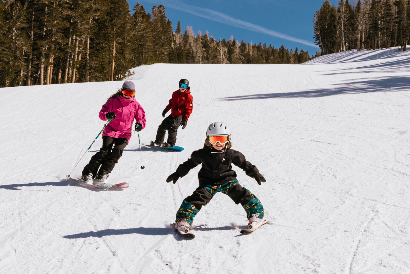 <h2>2. June Mountain</h2> <ul>   <li><b>Location: </b>June Lake, California</li>   <li><b>Best for: </b>View-seeking skiers; Ikon passholders; individuals and families looking to brush up or expand their ski skills</li>   <li><b>Where to stay:</b> <a class="Link" href="https://www.marriott.com/en-us/hotels/mmhwi-the-westin-monache-resort-mammoth/overview/" rel="noopener">The Westin Monache Resort, Mammoth</a>: This well-appointed Westin is steps from the Mammoth Mountain gondola and a quick drive to June Mountain, making it ideal for skiers who want to experience both in one trip. Opt for a Mammoth Studio suite for a full kitchen and gas fireplace, and enjoy the hotel’s rejuvenating hot tubs and strong, fresh coffee available free in the lobby each morning.</li>  </ul> <p>A large sign at the base of <a class="Link" href="https://www.junemountain.com/" rel="noopener">June Mountain</a> makes it clear you’ve arrived at “California’s Family Mountain.” While that accolade is true, June’s 1,500 skiable acres make it more of an actual “skier’s mountain” where the whole family can lap groomer runs (or even build up confidence on gentle black diamond terrain). Skiers from popular <a class="Link" href="https://www.mammothmountain.com/" rel="noopener">Mammoth Mountain </a>are also lured to the area, with many regulars there considering it a vacation from their home mountain when the crowds roll in. The pleasant nature and spellbinding views over June Lake and the Sierra Nevadas from the hill are reason enough to come, as is its peaceful atmosphere.</p> <p>While Mammoth is known for its epic<a class="Link" href="https://www.afar.com/magazine/essential-guide-to-apres-ski" rel="noopener"> après party scene</a>, June Mountain has fewer frills. Mere minutes away, the laid-back town of June Lake offers off-mountain options for hungry skiers and those needing a postrun cocktail. Its best-kept secret is <a class="Link" href="https://www.instagram.com/laparrilla_158/" rel="noopener">La Parilla</a>, a taco truck serving Mexican and Tex-Mex staples, including burritos, fajitas, tacos, and quesadillas. The truck is parked at <a class="Link" href="https://www.junelakebrewing.com/" rel="noopener">June Lake Brewing</a>, which has outdoor seating, hard seltzers (called Bang Sauce), and a variety of specialty craft beers best enjoyed under the warm California sun.</p>