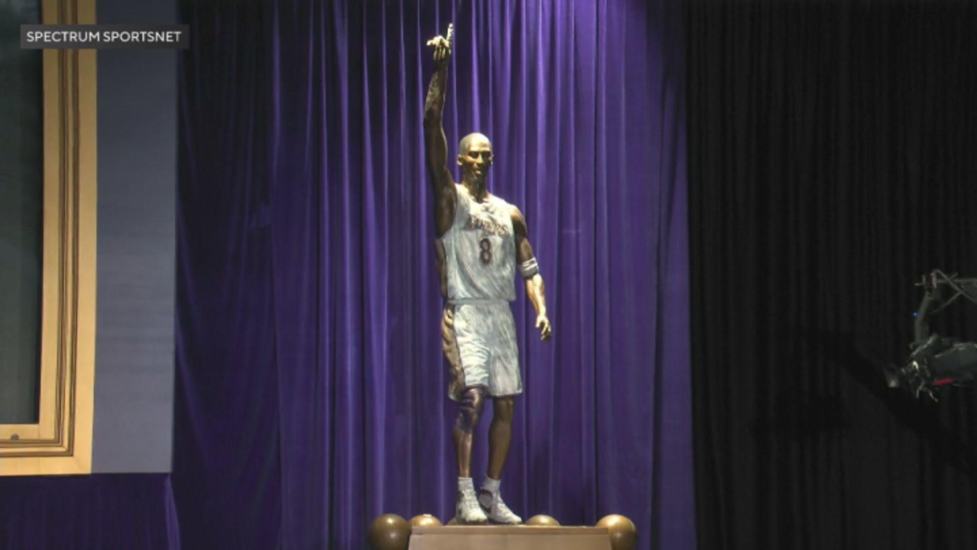 kobe bryant statue unveiled outside crypto.com arena in downtown los angeles