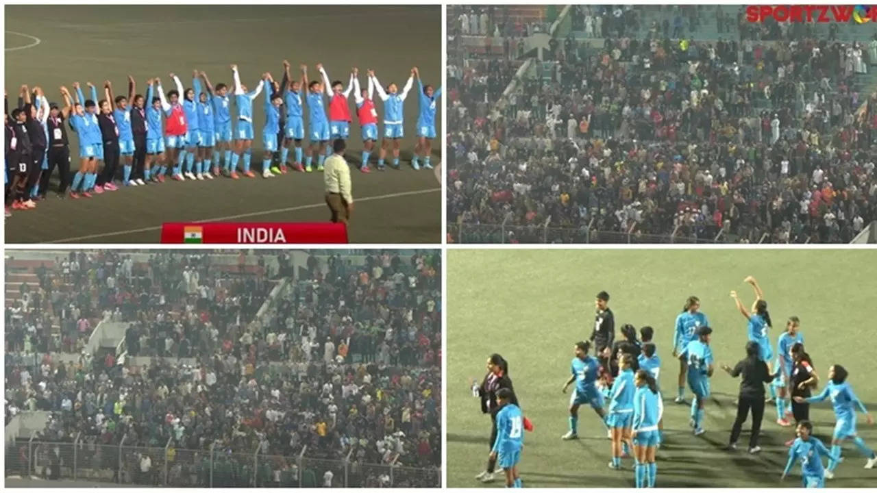 bangladesh fans throw stones, bottles at india women's football team, cops intervene after coin toss controversy in ind vs ban saff u19 final