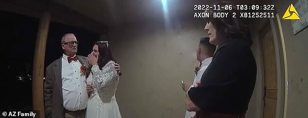 arizona couple's dream wedding is shut down after just 10 minutes by cops after furious neighbors complained about blasting music and raucous dancing at 8pm