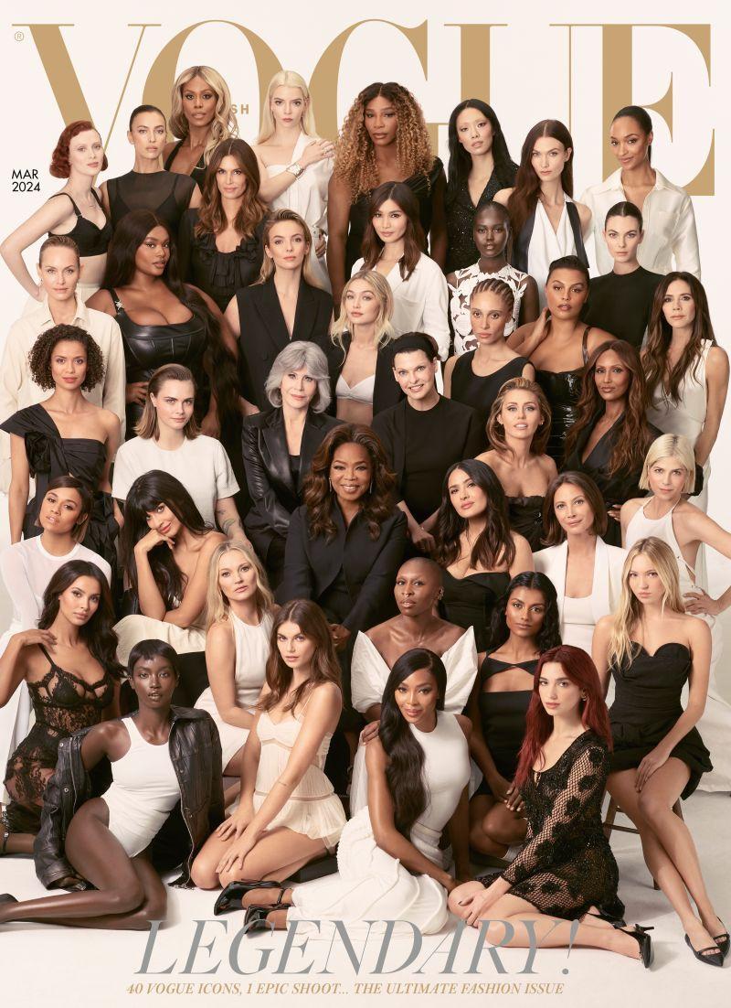 capa inédita da vogue dedicada às mulheres apresenta 40 supermodelos e mega-estrelas