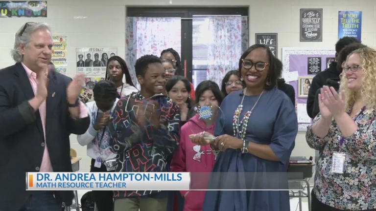 Dr. Hampton-Mills receives News 2 Cool Teacher award
