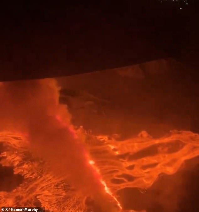 plane passenger shares incredible footage of molten lava from the sky as country declares state of emergency