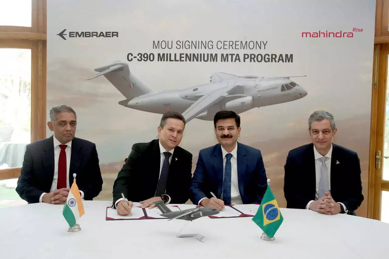 embrarer & mahindra tie up to acquire c-390 millennium for iaf