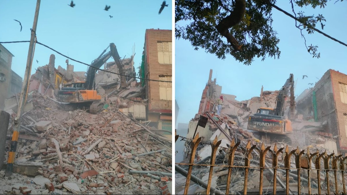 delhi civic body demolishes illegal construction in basti nizamuddin area