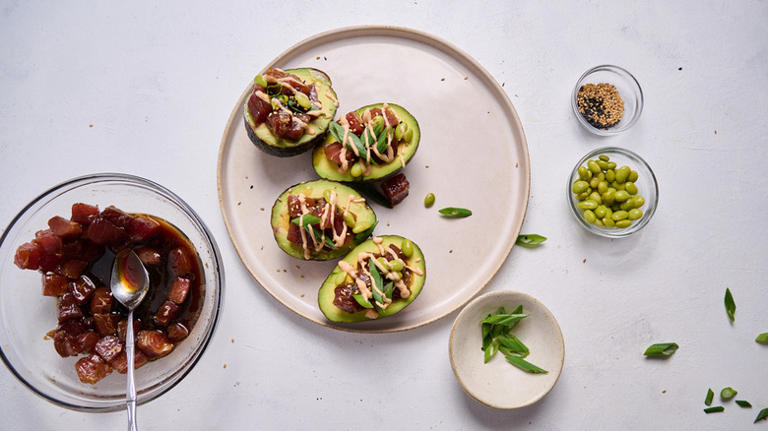 Halved Avocados Are Perfect For Serving Fresh Poke In