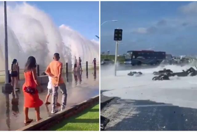 videos | impresionantes olas en cartagena y santa marta dejan calles inundadas