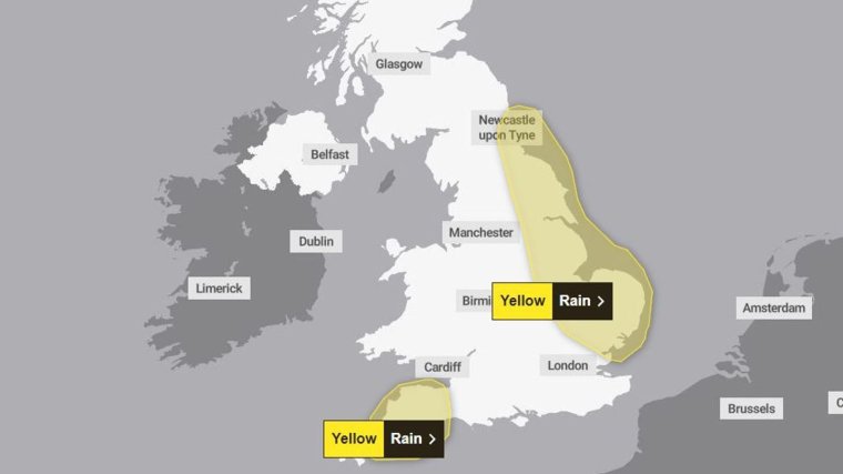 new yellow weather warnings for rain issued by the met office