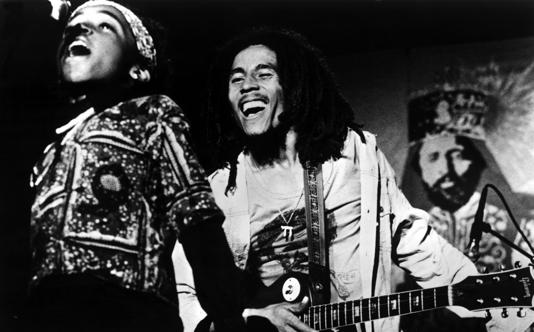 Ziggy Marley on stage with his father, c 1975 - Bridgeman Images