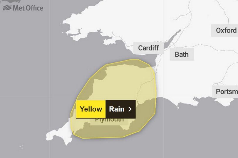 met office issue disruptive 12-hour rain warning for south west